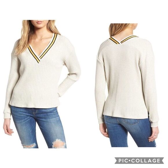 Varsity Stripe Ribbed Sweater C2 - Picture 1 of 8